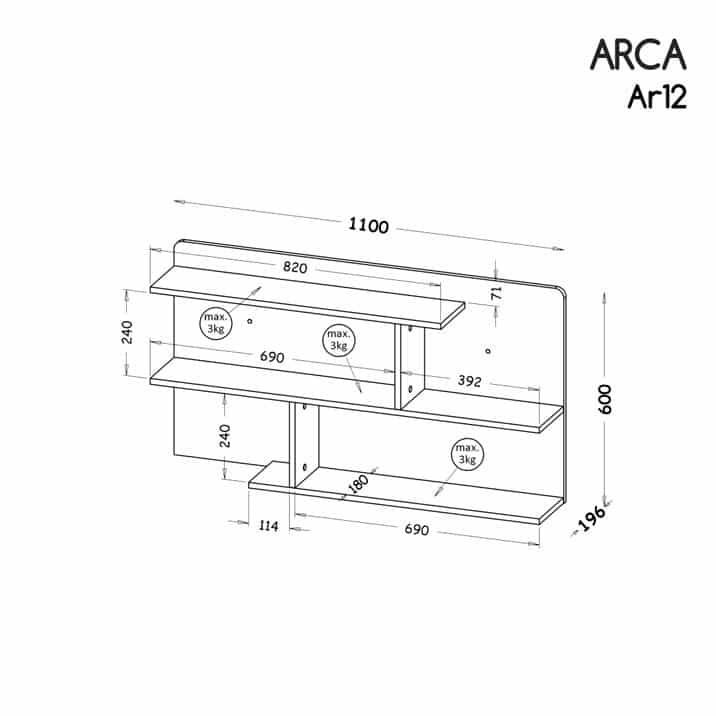 Arca "AR12" fali polc - D
