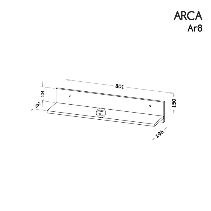 Arca "AR8" fali polc - D