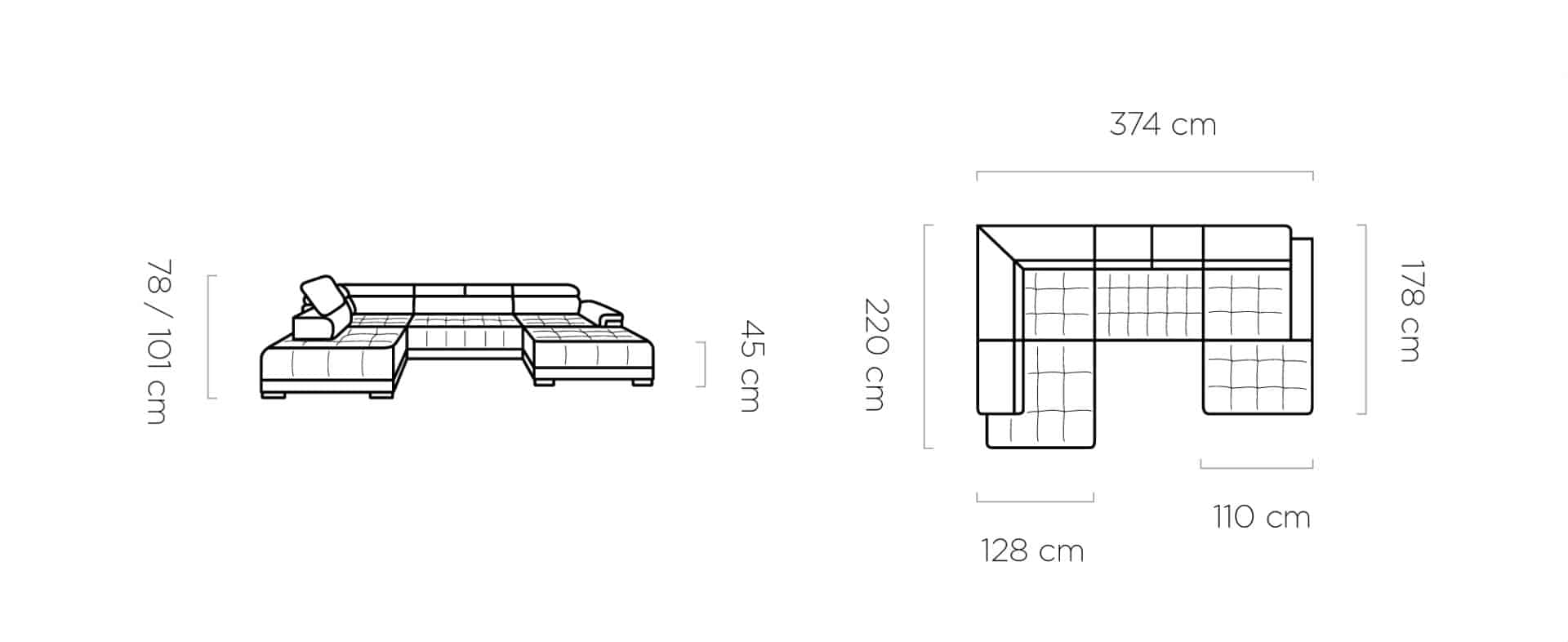 Palermo XL U-form - W